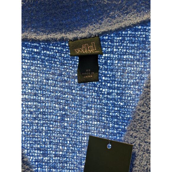 Cozy Cropped Cardigan Wild Fable Azure XS Blue Fuzzy VNeck Button Up Lightweight - Picture 7 of 9